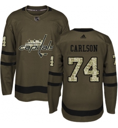 Men's Adidas Washington Capitals #74 John Carlson Premier Green Salute to Service NHL Jersey