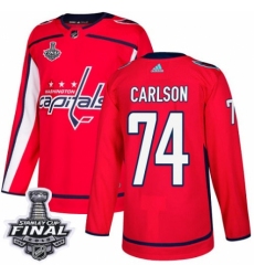 Men's Adidas Washington Capitals #74 John Carlson Premier Red Home 2018 Stanley Cup Final NHL Jersey