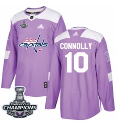 Men's Adidas Washington Capitals #10 Brett Connolly Authentic Purple Fights Cancer Practice 2018 Stanley Cup Final Champions NHL Jersey