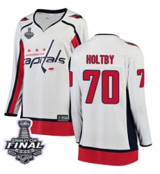 Women's Washington Capitals #70 Braden Holtby Fanatics Branded White Away Breakaway 2018 Stanley Cup Final NHL Jersey