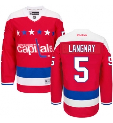 Women's Reebok Washington Capitals #5 Rod Langway Premier Red Third NHL Jersey