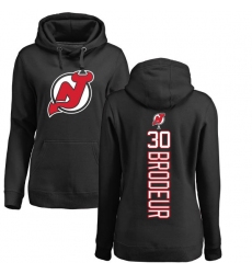 NHL Women's Adidas New Jersey Devils #30 Martin Brodeur Black Backer Pullover Hoodie