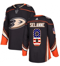 Youth Adidas Anaheim Ducks #8 Teemu Selanne Authentic Black USA Flag Fashion NHL Jersey