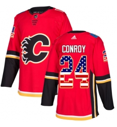 Men's Adidas Calgary Flames #24 Craig Conroy Authentic Red USA Flag Fashion NHL Jersey