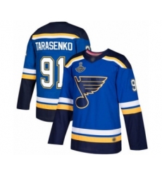 Men's St. Louis Blues #91 Vladimir Tarasenko Authentic Royal Blue Home 2019 Stanley Cup Champions Hockey Jersey