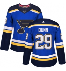 Women's Adidas St. Louis Blues #29 Vince Dunn Premier Royal Blue Home NHL Jersey