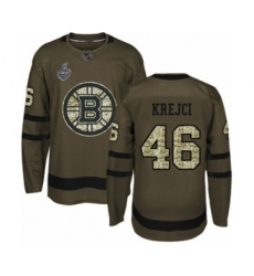 Men's Boston Bruins #46 David Krejci Authentic Green Salute to Service 2019 Stanley Cup Final Bound Hockey Jersey