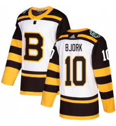 Youth Adidas Boston Bruins #10 Anders Bjork Authentic White 2019 Winter Classic NHL Jersey