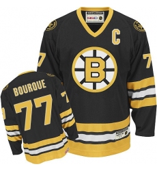 Men's CCM Boston Bruins #77 Ray Bourque Authentic Black Throwback NHL Jersey