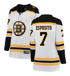 Women's Boston Bruins #7 Phil Esposito Authentic White Away Fanatics Branded Breakaway NHL Jersey
