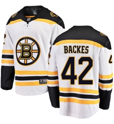 Youth Boston Bruins #42 David Backes Authentic White Away Fanatics Branded Breakaway NHL Jersey