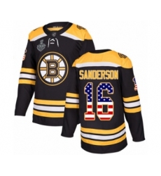 Youth Boston Bruins #16 Derek Sanderson Authentic Black USA Flag Fashion 2019 Stanley Cup Final Bound Hockey Jersey