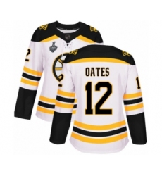 Women's Boston Bruins #12 Adam Oates Authentic White Away 2019 Stanley Cup Final Bound Hockey Jersey