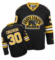 Youth Reebok Boston Bruins #30 Gerry Cheevers Authentic Black Third NHL Jersey