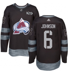 Men's Adidas Colorado Avalanche #6 Erik Johnson Authentic Black 1917-2017 100th Anniversary NHL Jersey