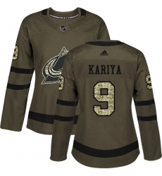 Women's Adidas Colorado Avalanche #9 Paul Kariya Authentic Green Salute to Service NHL Jersey