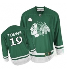 Youth Reebok Chicago Blackhawks #19 Jonathan Toews Authentic Green St Patty's Day NHL Jersey