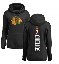 NHL Women's Adidas Chicago Blackhawks #7 Chris Chelios Black Backer Pullover Hoodie