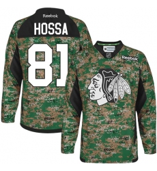 Youth Reebok Chicago Blackhawks #81 Marian Hossa Authentic Camo Veterans Day Practice NHL Jersey