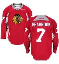 Men's Reebok Chicago Blackhawks #7 Brent Seabrook Authentic Red Practice NHL Jersey