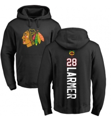 NHL Adidas Chicago Blackhawks #28 Steve Larmer Black Backer Pullover Hoodie