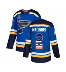 Men's St. Louis Blues #2 Al Macinnis Authentic Blue USA Flag Fashion 2019 Stanley Cup Champions Hockey Jersey