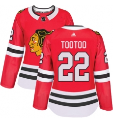 Women's Adidas Chicago Blackhawks #22 Jordin Tootoo Authentic Red Home NHL Jersey