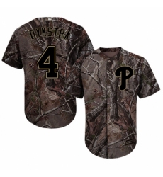 Youth Majestic Philadelphia Phillies #4 Lenny Dykstra Authentic Camo Realtree Collection Flex Base MLB Jersey
