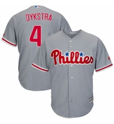 Youth Majestic Philadelphia Phillies #4 Lenny Dykstra Replica Grey Road Cool Base MLB Jersey