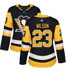 Women's Adidas Pittsburgh Penguins #23 Scott Wilson Authentic Black Home NHL Jersey