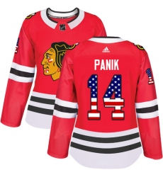 Women's Adidas Chicago Blackhawks #14 Richard Panik Authentic Red USA Flag Fashion NHL Jersey