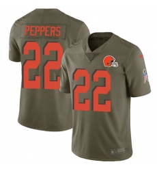 Youth Nike Cleveland Browns #22 Jabrill Peppers Limited Olive 2017 Salute to Service NFL Jersey