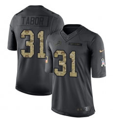 Youth Nike Detroit Lions #31 Teez Tabor Limited Black 2016 Salute to Service NFL Jersey