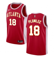 Men's Nike Atlanta Hawks #18 Miles Plumlee Authentic Red NBA Jersey Statement Edition
