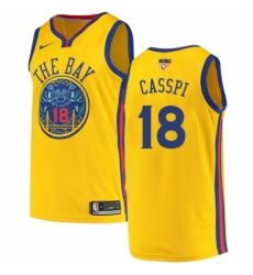 Men's Nike Golden State Warriors #18 Omri Casspi Authentic Gold 2018 NBA Finals Bound NBA Jersey - City Edition