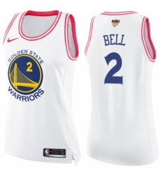 Women's Nike Golden State Warriors #2 Jordan Bell Swingman White/Pink Fashion 2018 NBA Finals Bound NBA Jersey