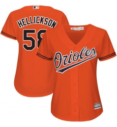 Women's Majestic Baltimore Orioles #58 Jeremy Hellickson Replica Orange Alternate Cool Base MLB Jersey