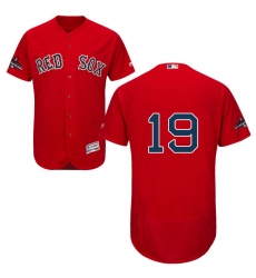 Men's Majestic Boston Red Sox #19 Jackie Bradley Jr Red Alternate Flex Base Authentic Collection 2018 World Series Champions MLB Jersey