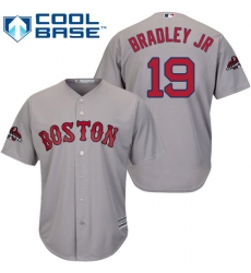 Youth Majestic Boston Red Sox #19 Jackie Bradley Jr Authentic Grey Road Cool Base 2018 World Series Champions MLB Jersey