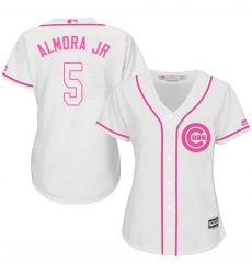 Women's Majestic Chicago Cubs #5 Albert Almora Jr Authentic White Fashion MLB Jersey