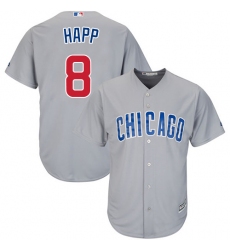 Youth Majestic Chicago Cubs #8 Ian Happ Authentic Grey Road Cool Base MLB Jersey