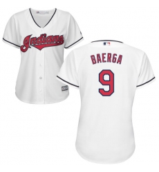 Women's Majestic Cleveland Indians #9 Carlos Baerga Authentic White Home Cool Base MLB Jersey