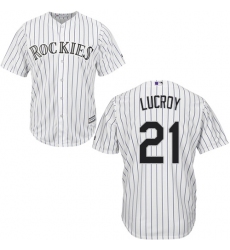 Youth Majestic Colorado Rockies #21 Jonathan Lucroy Authentic White Home Cool Base MLB Jersey