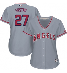 Women's Majestic Los Angeles Angels of Anaheim #27 Darin Erstad Authentic Grey Road Cool Base MLB Jersey
