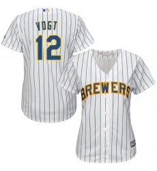 Women's Majestic Milwaukee Brewers #12 Stephen Vogt Authentic White Alternate Cool Base MLB Jersey