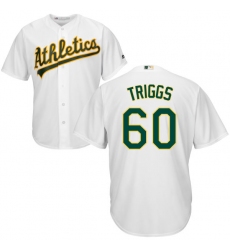 Youth Majestic Oakland Athletics #60 Andrew Triggs Authentic White Home Cool Base MLB Jersey