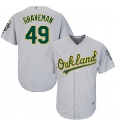 Youth Majestic Oakland Athletics #49 Kendall Graveman Replica Grey Road Cool Base MLB Jersey