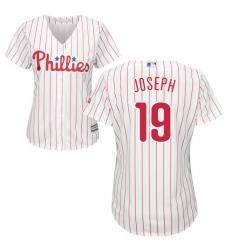 Women's Majestic Philadelphia Phillies #19 Tommy Joseph Replica White/Red Strip Home Cool Base MLB Jersey