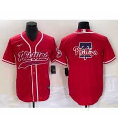 Men's Philadelphia Phillies Red Team Big Logo Cool Base Stitched Baseball Jersey