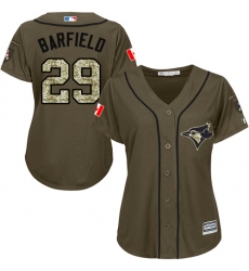 Women's Majestic Toronto Blue Jays #29 Jesse Barfield Authentic Green Salute to Service MLB Jersey